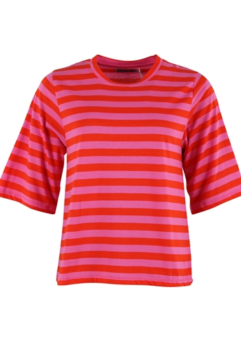 Klassisk rød og pink stribet t-shirt i blødt materiale fra Danefæ